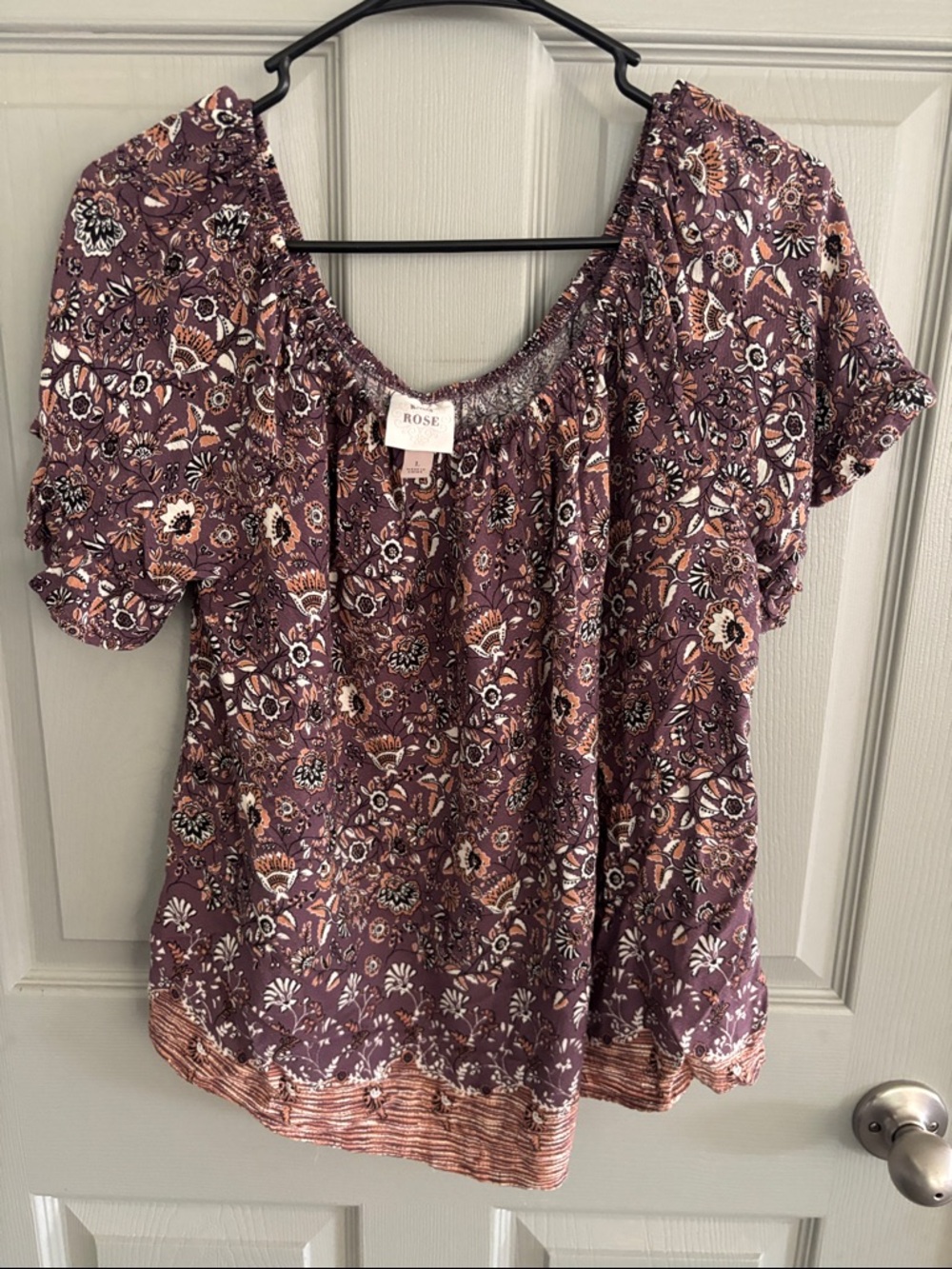 Knox Rose Mauve Floral Peasant Blouse